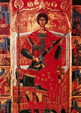 Икона: Великомученик Георгий Победоносец на троне.